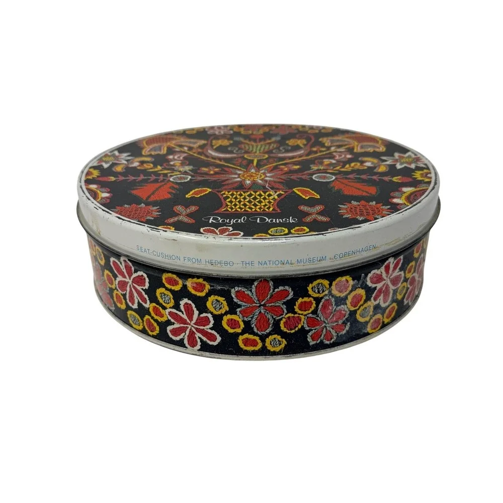 Vintage‎ Royal Dansk Covered Cookie Tin Retro 1970s Danish Modern Hedebo